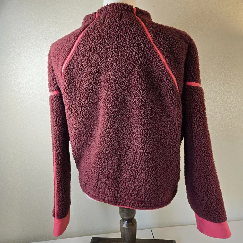 SO Teddy Half Zip Jacket Marroon and Pink Size Large